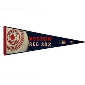 MLB Boston Red Sox Vintage 2004 Leather Strings Team Logo Baseball Pennant Flag‎